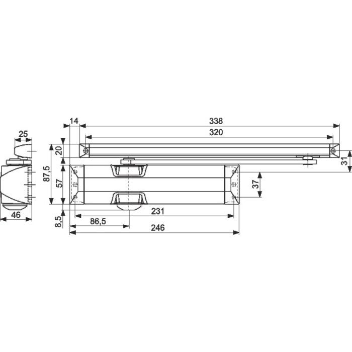 Ferme-porte TS90 force 3-4 avec bras à glissière - Dormakaba - Argent - 3