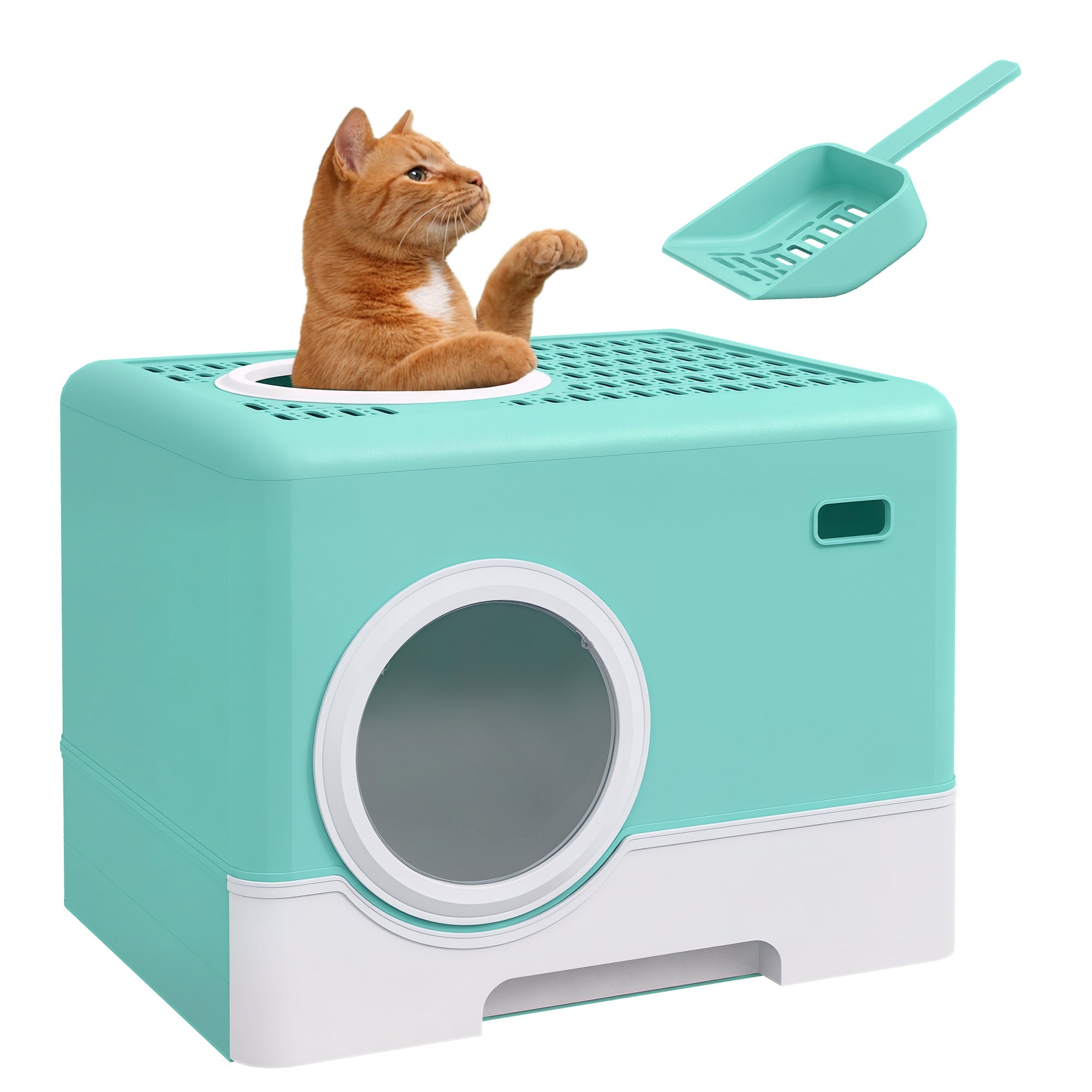 Bac à litière pour chat avec couvercle et pelle,bac fermé avec entrées — free download