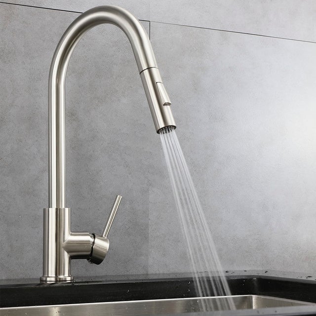 Robinet mural de cuisine chrome – Bec type C en laiton – Température max 90°C – Pression max 5 bar – Valve céramique – Invena
