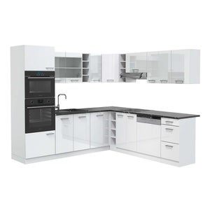 Vicco cuisine en angle, blanc brillantblanc, 237x60cm sans pt