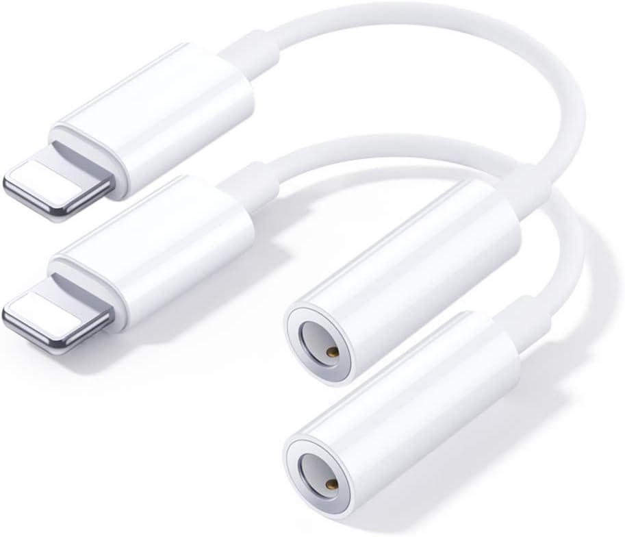 2 szt. Adapter iPhone Jack, Adapter Lightning do gniazda Jack 3,5 mm, Adapter do słuchawek Aux Audio Kabel Jack Słuchawkowy Dongle Akcesoria do iPhone