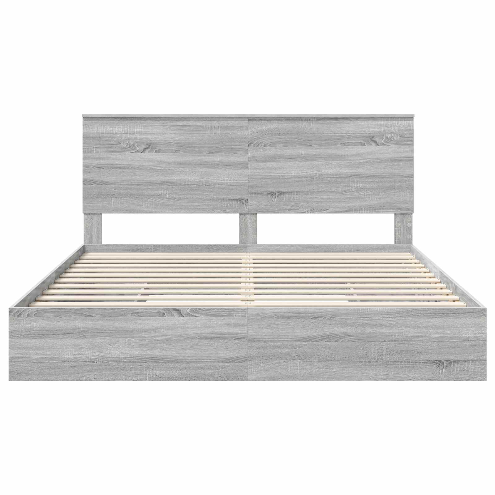 Lit de rangement gris 180 x 200 cm en panneau de bois - 8