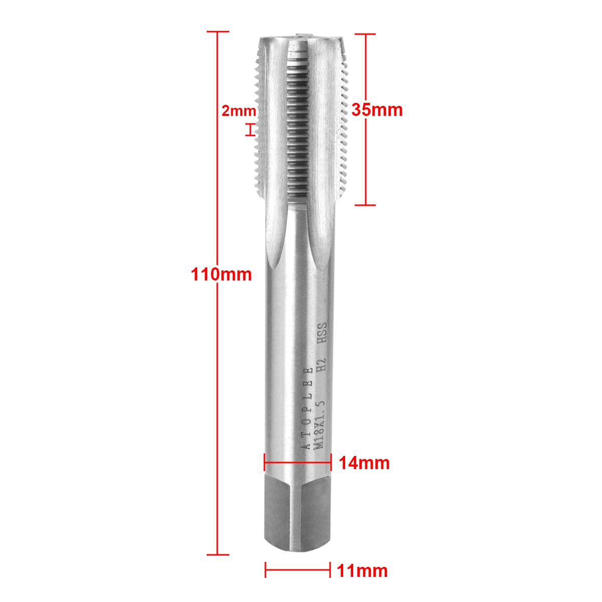 ATOPLEE Metrico HSS Discussione Tap M18 Right Hand Drill Bits Discussione (M18x1.5) - 3