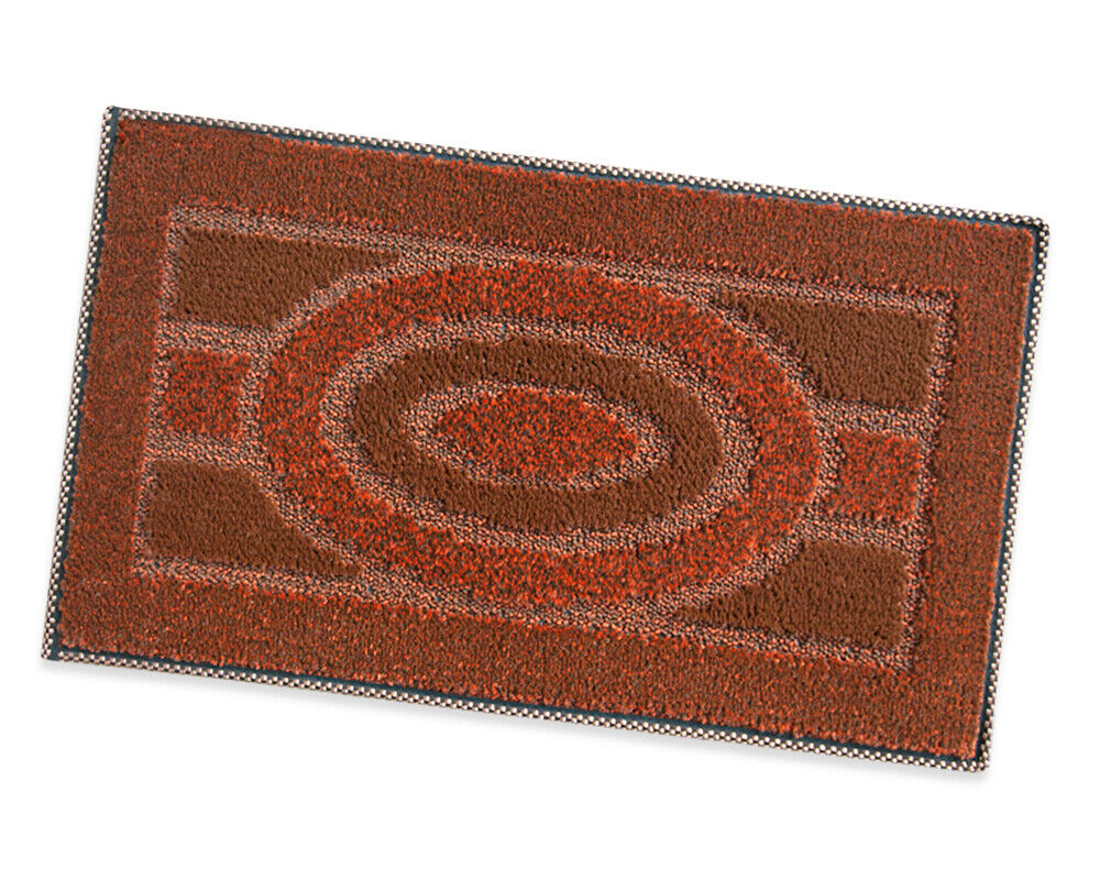Felpudo polipropileno 50x80 cm goma antideslizante entrada casa tejido suave absorbente rectangular círculos naranja