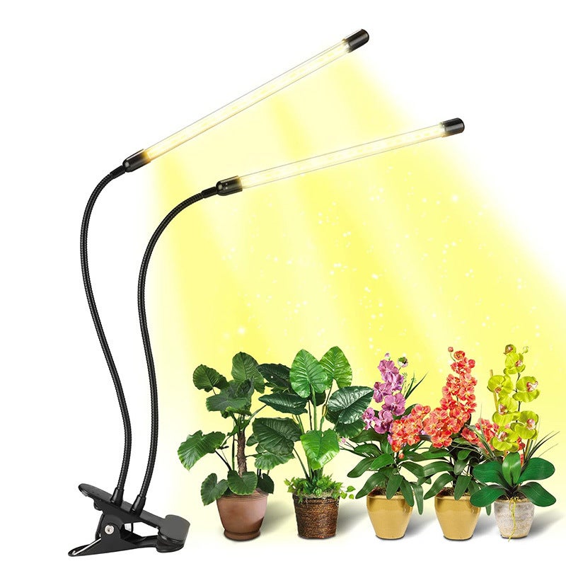 Lampa LED do uprawy roślin, lampa do uprawy roślin w pomieszczeniach, lampa do roślin doniczkowych z klipsem i 2 głowicami LED