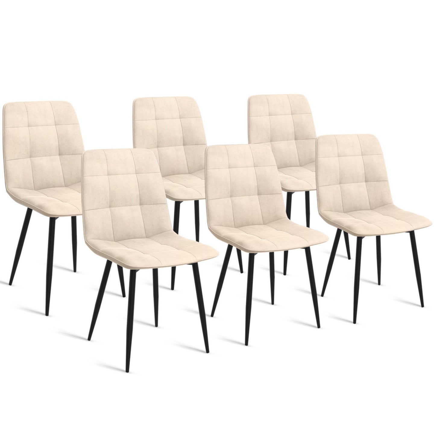 Lot de 6 chaises MILA en velours beige pour salle à manger - 2