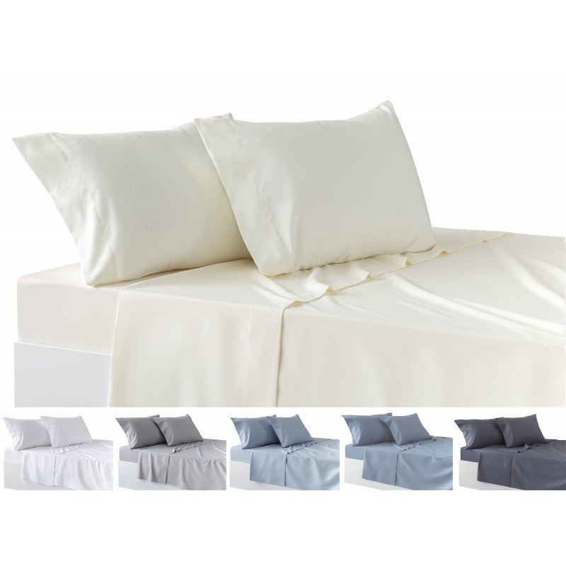 Juego de sábanas de 4 piezas (bajera, encimera y dos fundas almohada) 150 x 190/200 cm beige