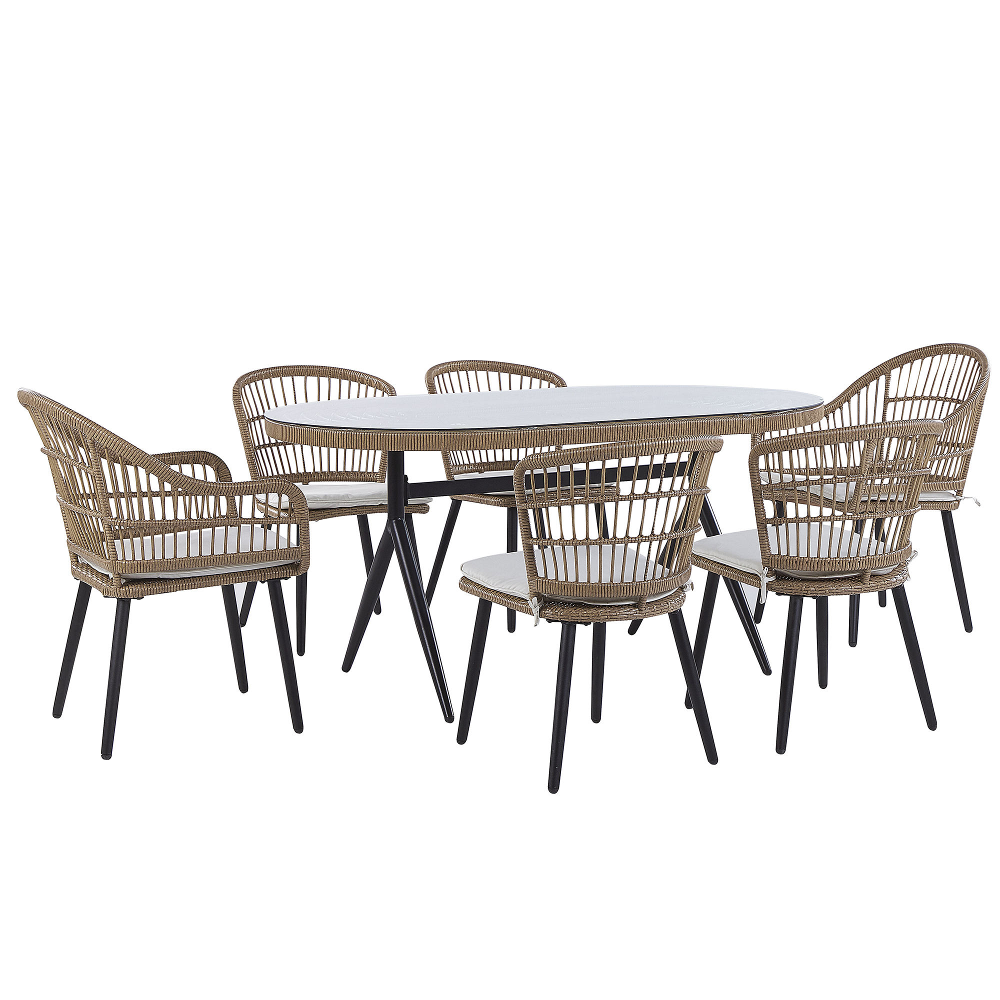 Beliani Conjunto de comedor exterior 6 plazas ALIANO II con cojines Beige - 2