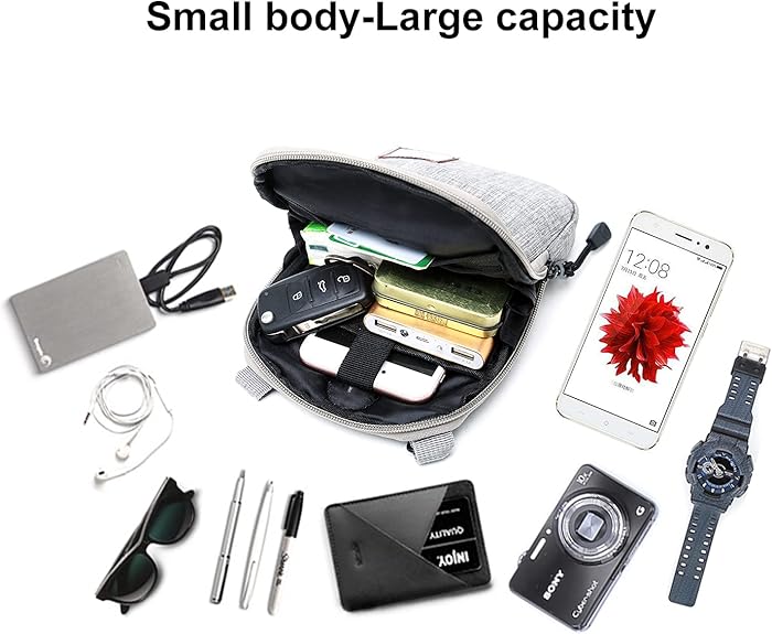 Petit sac bandoulière pour homme, mini sac à bandoulière, peut contenir un téléphone portable et un passeport, gris. - 5