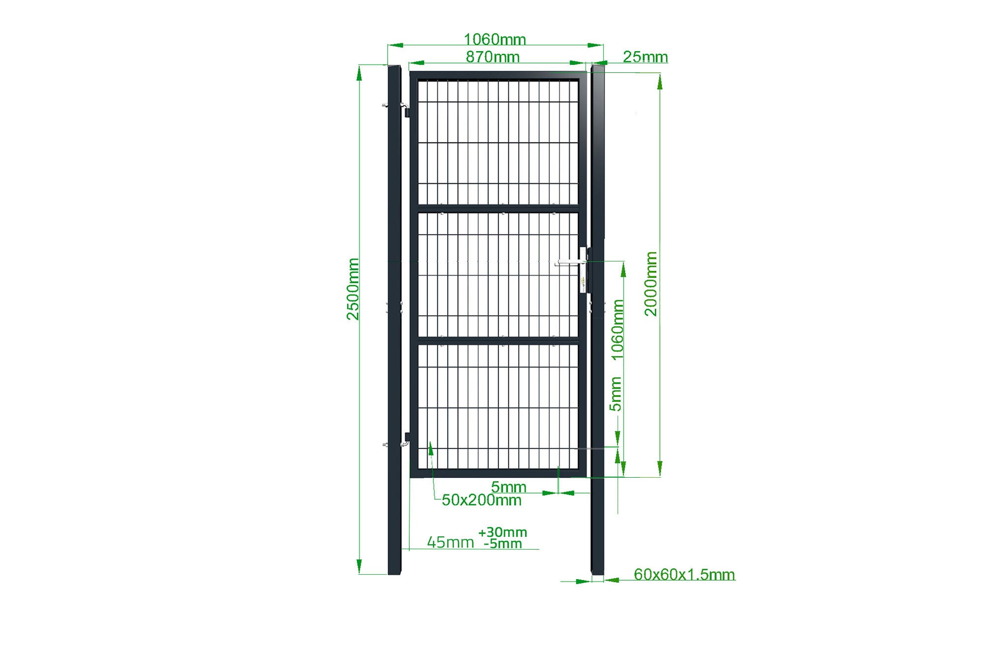 Portillon grillagé 1m RAZO H.200cm Gris - 5