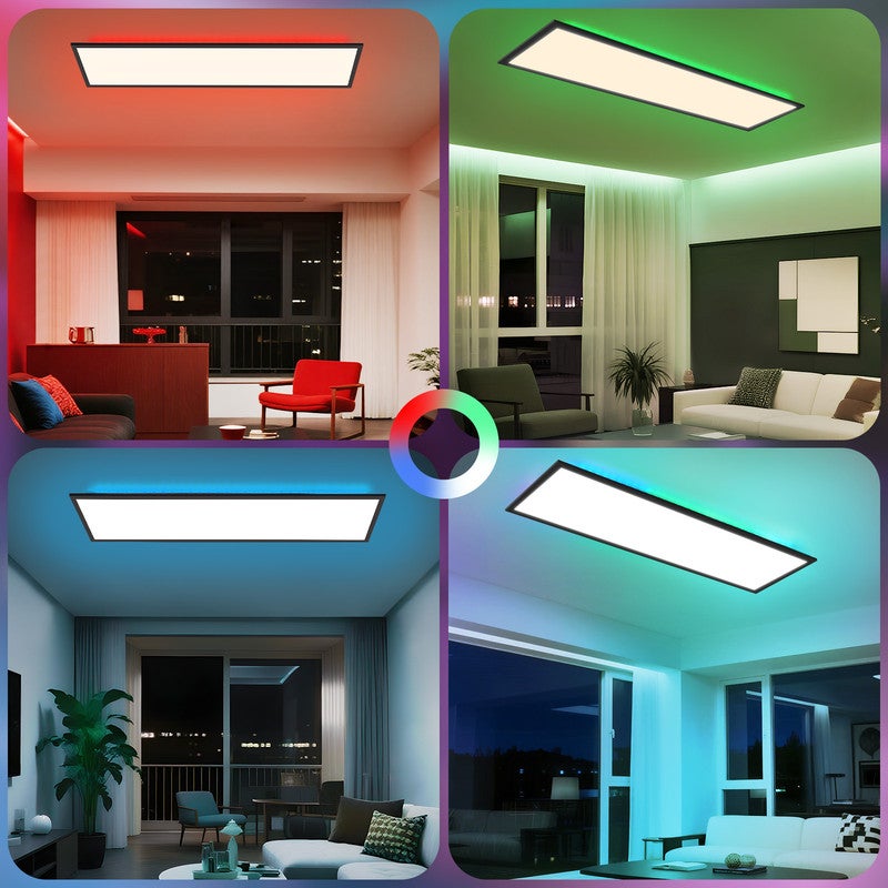 Panel LED 120 x 30 cm regulable lámpara de techo alargada y plana color ...