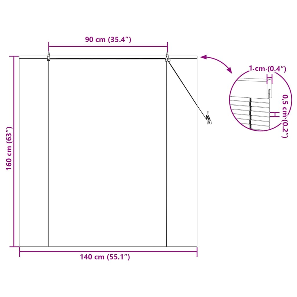 Roleta z zasłonami natura 140 x 160 cm Bambus vidaXL - 3