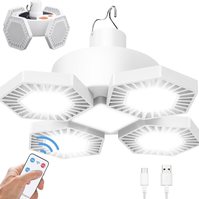 169 LED solarna lampa kempingowa, ładowana przez USB, z pilotem, mobilna lampa robocza, 5 trybów, wodoodporna 360