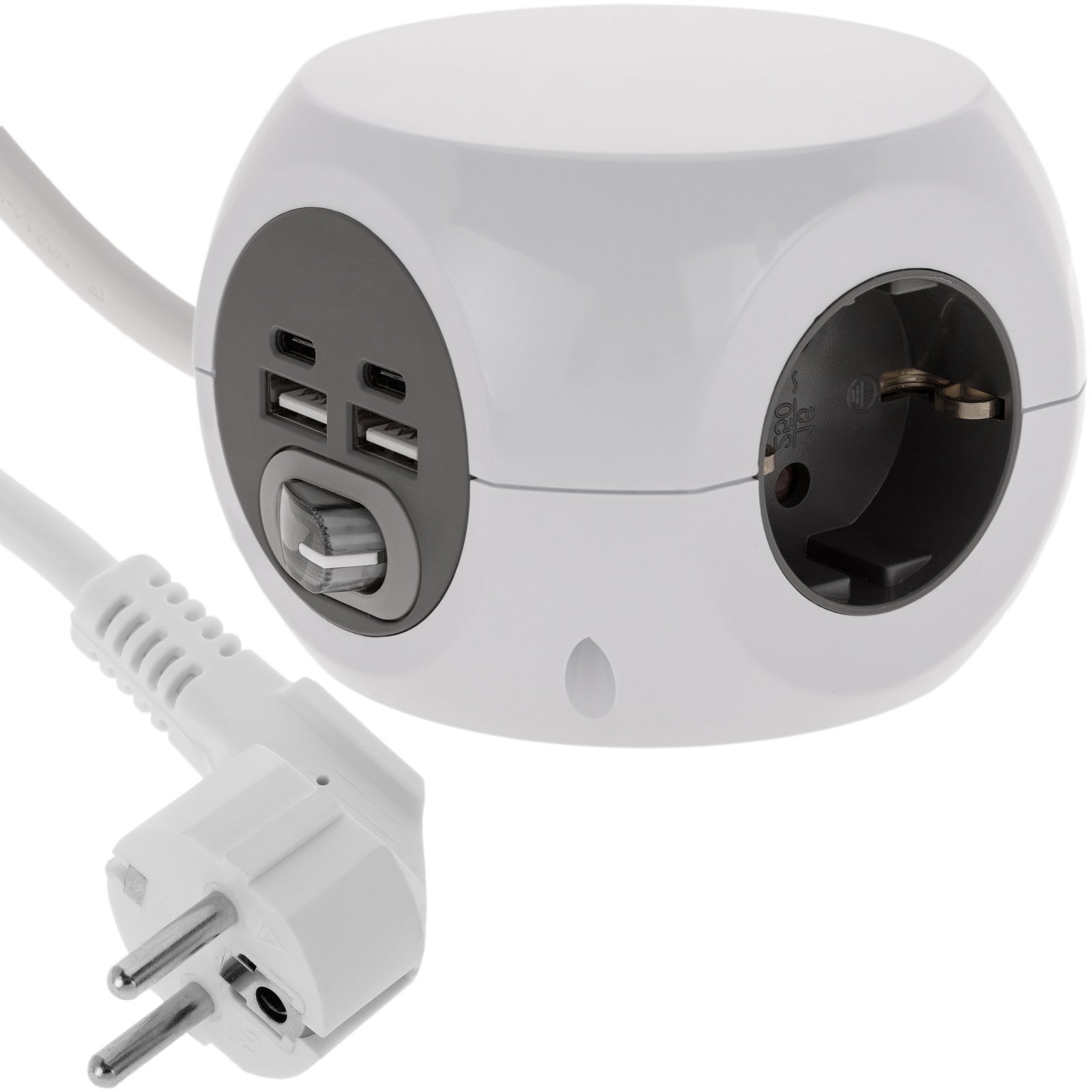 Ladrón de 3 enchufes cuadrado con interruptor color blanco y puertos ...