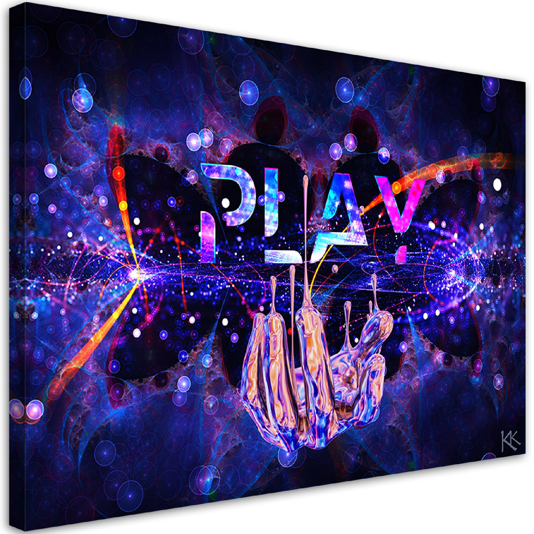 Obraz na płótnie, Play Neon z napisem 90x60