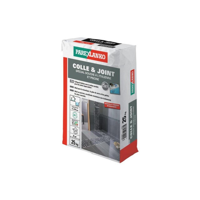 Colle-Joint spécial douche à l'italienne et piscine PAREXLANKO - Blanc - 25 kg - 03399