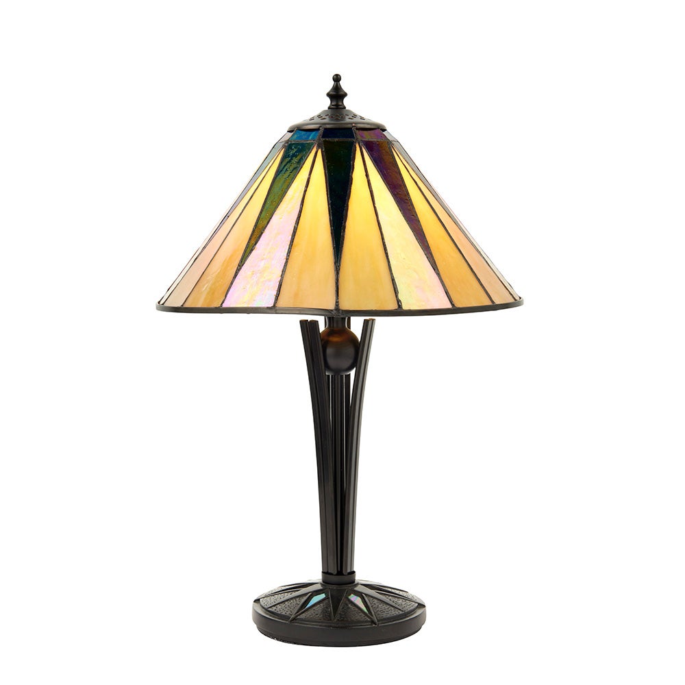 Lampa stołowa czarna gwiazda DARK STAR multikolor czarna 1xE14x15W szkło wym:44,5x30x30cm IP20 Tiffany