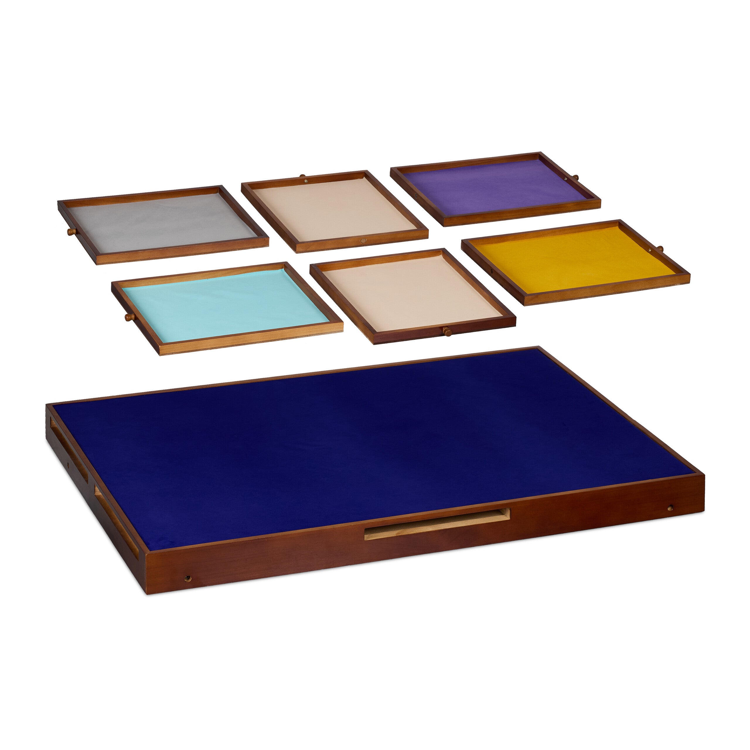Table de puzzle, 6 tiroirs, jusqu’à 1500 pièces, bois & tissu, support pliant, multicolore, Relaxdays - 6