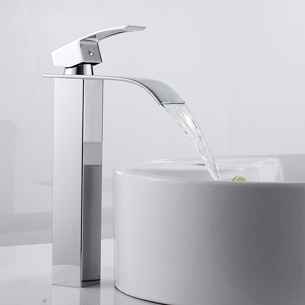 Rubinetto Lavabo A Cascata Moderno - Miscelatore Monocomando Con Valvola Ceramica, Finitura Cromata - Foto 5