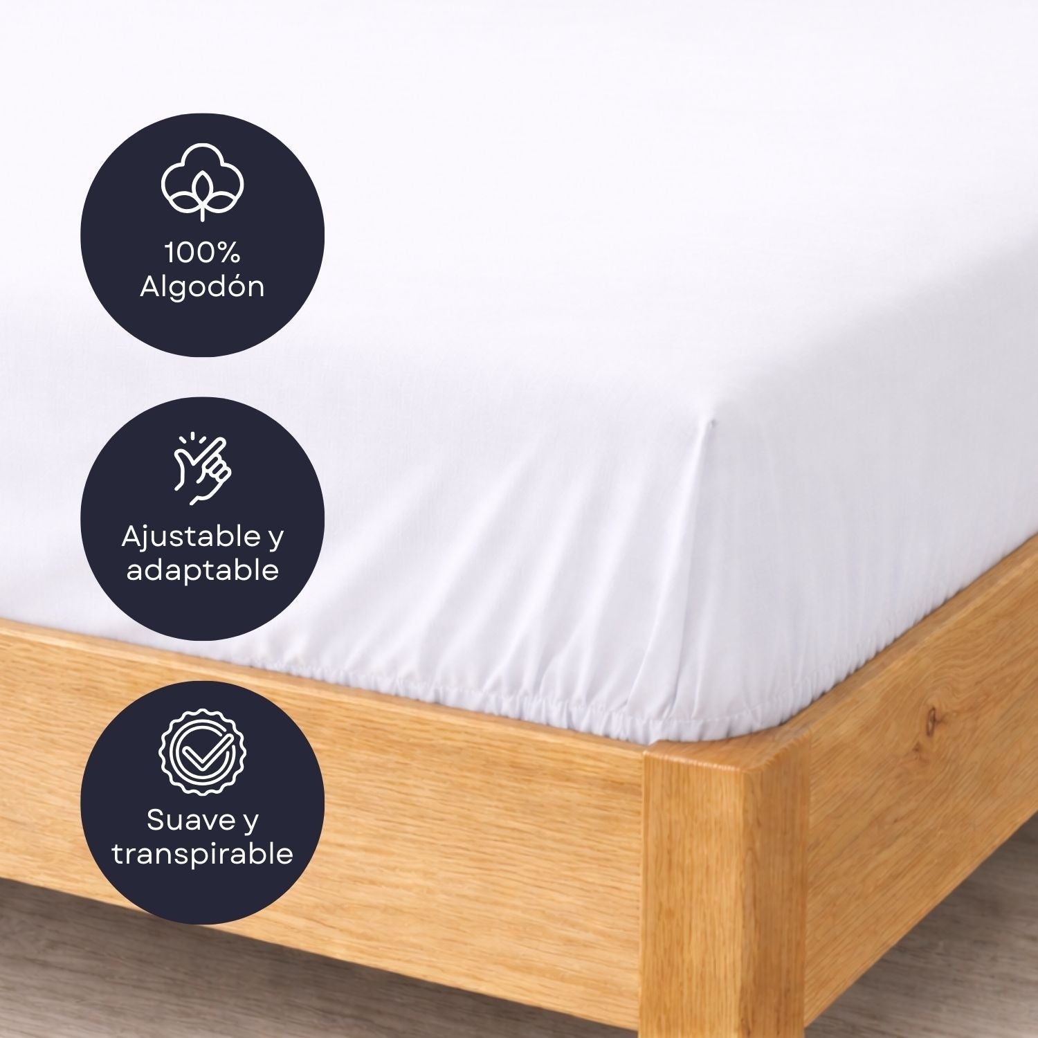 Sábana Bajera Blanco Cama 90cm - 100% Algodón - Donegal Collections - 7