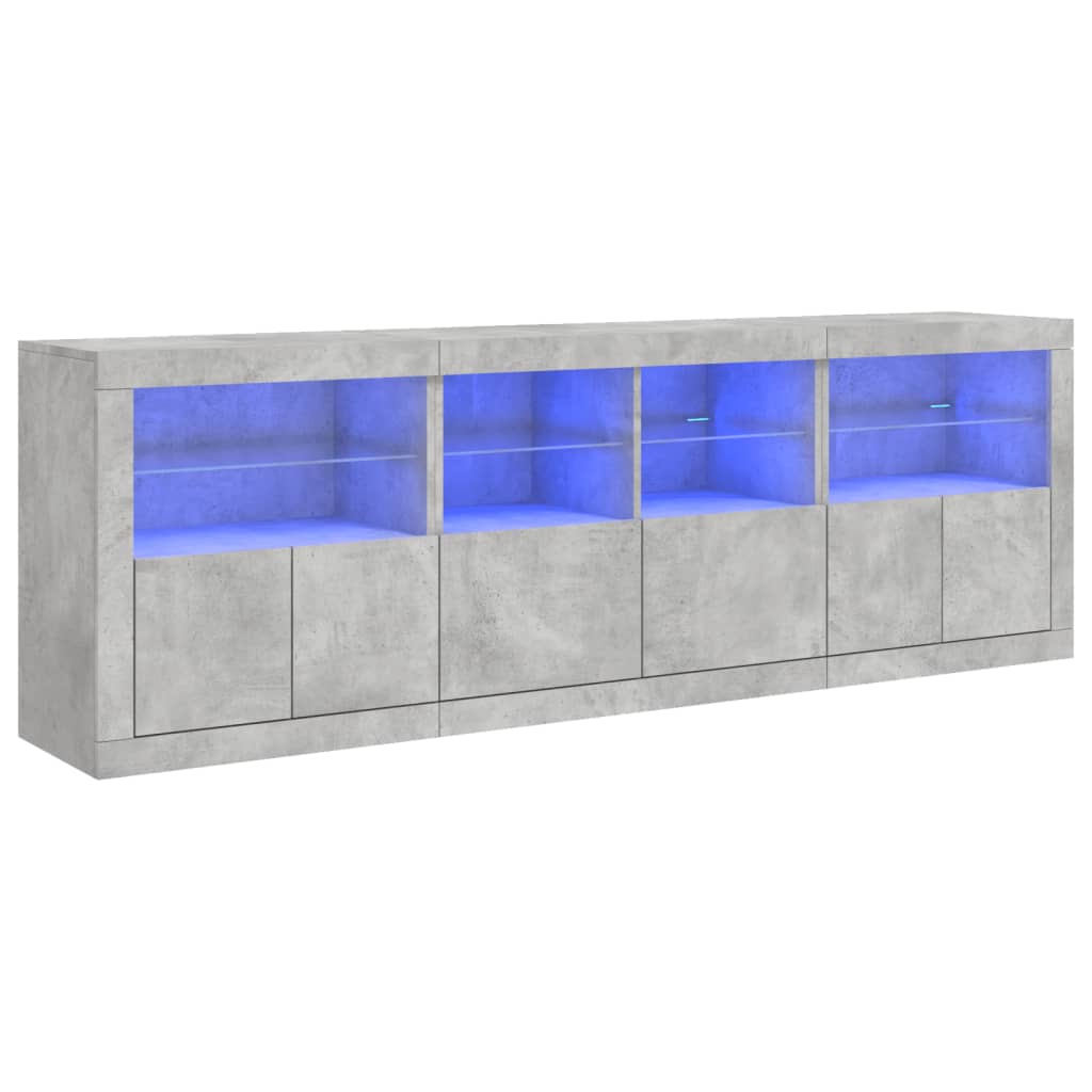 vidaXL Buffet avec Lumières LED, Meuble de Rangement, Armoire de Rangement, Organisateur de Salon Salle de Séjour Intérieur, Chêne Sonoma