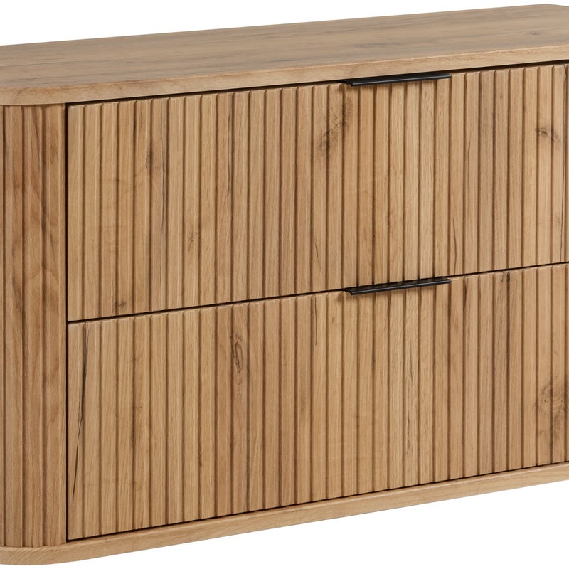 Szafka łazienkowa GLAMOUR 100 cm DĄB CRAFT wisząca ryflowana 2 szuflady SOFT CLOSE + 2 kolory uchwytów