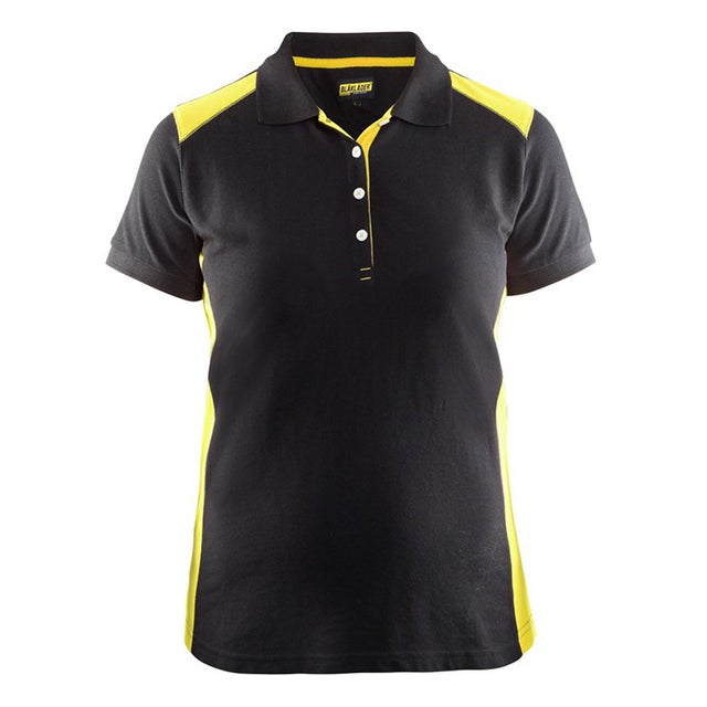 Polo de travail Femme Blaklader Noir Epaules Jaunes XL