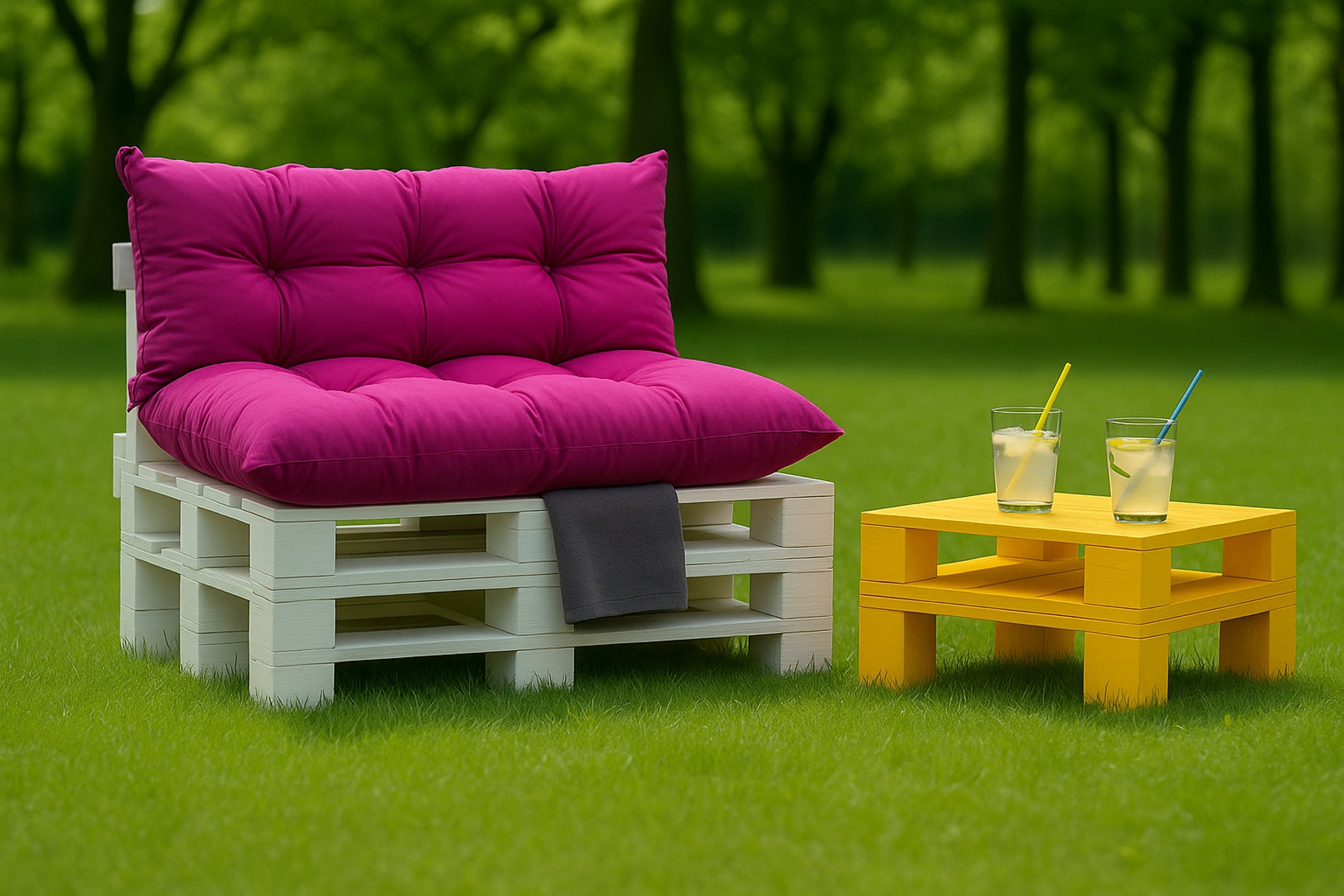 Coussins pour palettes, Assise 120x50 et Dossier 120x40cm Rosa, coussins canapé / coussin palette in / extérieur, SETGARDEN - 3