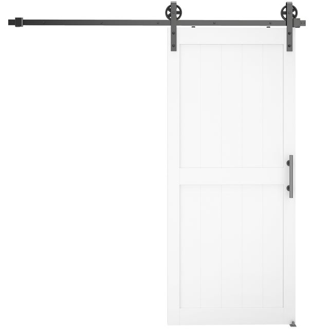 HOMCOM Porta Scorrevole Stile Industriale Porta da Interno con Binario in Acciaio, 81.3x213.4cm, Legno