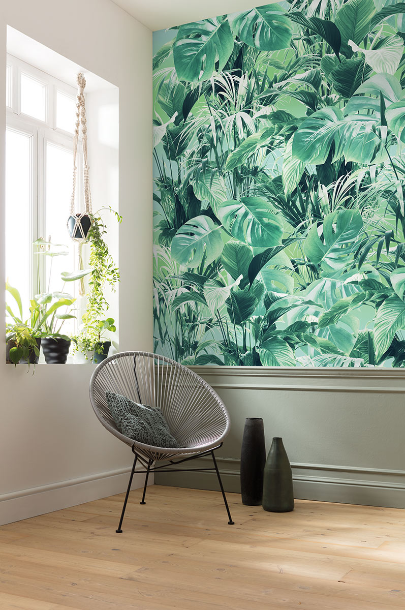 Fototapeta liście dżungli zielonym - 200 x 250 cm - SANDERS &amp; SANDERS