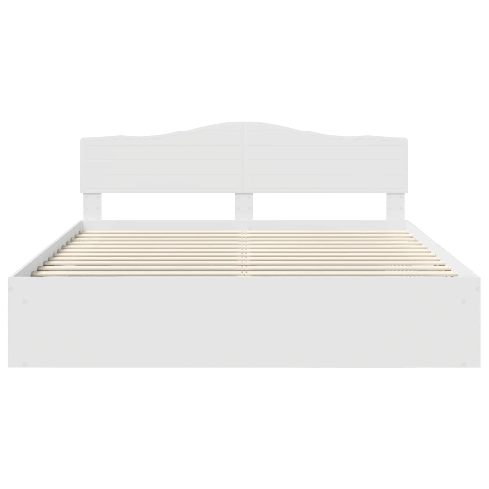 Cadre de lit blanc 200 x 200 cm en bois de pin massif - 7
