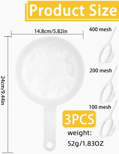 3 Pezzi Colino aglia Finissia, 100/200/400 esh Setaccio da Cucina 3 Pezzi Colino aglia Finissia, 100/200/400 esh Setaccio da Cucina