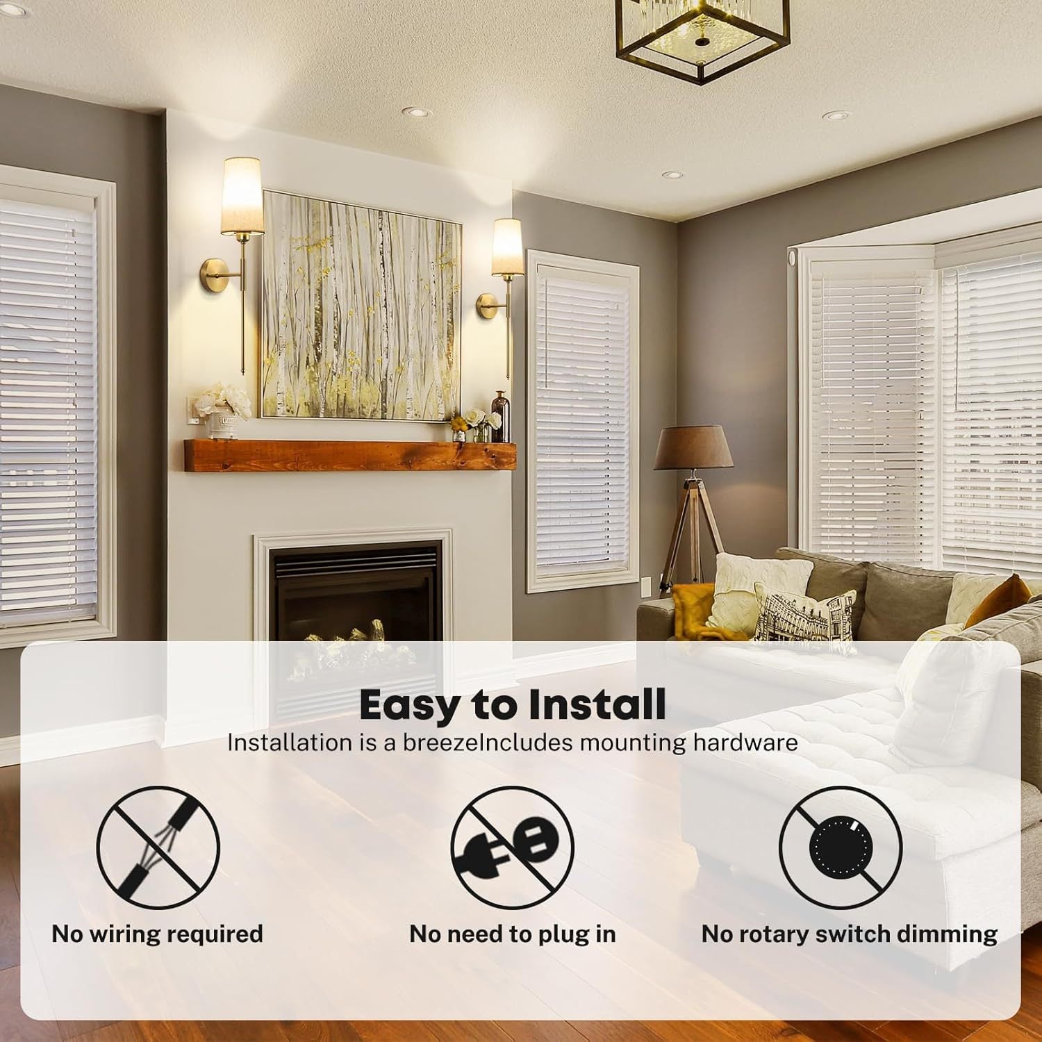 Lampe Murale LED Rechargeable – Applique Sans Fil, Télécommande, 3 Températures, 4 Niveaux, doré - 3