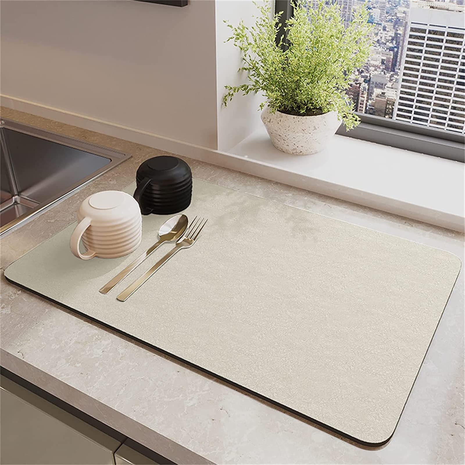 Tappetino Assorbente Scolapiatti In Poliuretano 60x40 Cm – Nero, Antiscivolo, A Tre Strati
