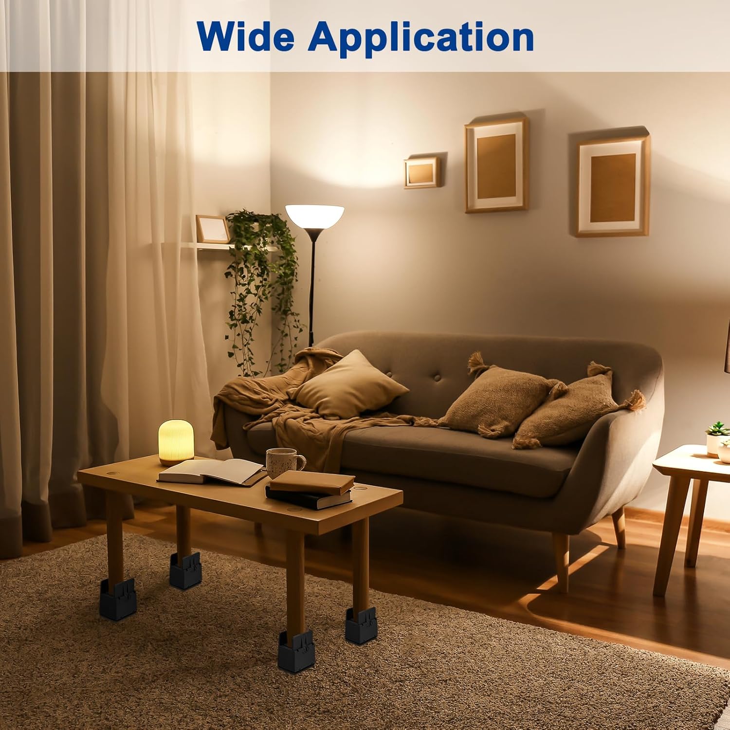 Rialzo a pedale regolabile - Robusto seggiolino rialzato per mobili - Adatto a divani, scrivanie, di - Confezione da 4 - Nero - 5 x 1 pollice - 3 - 5