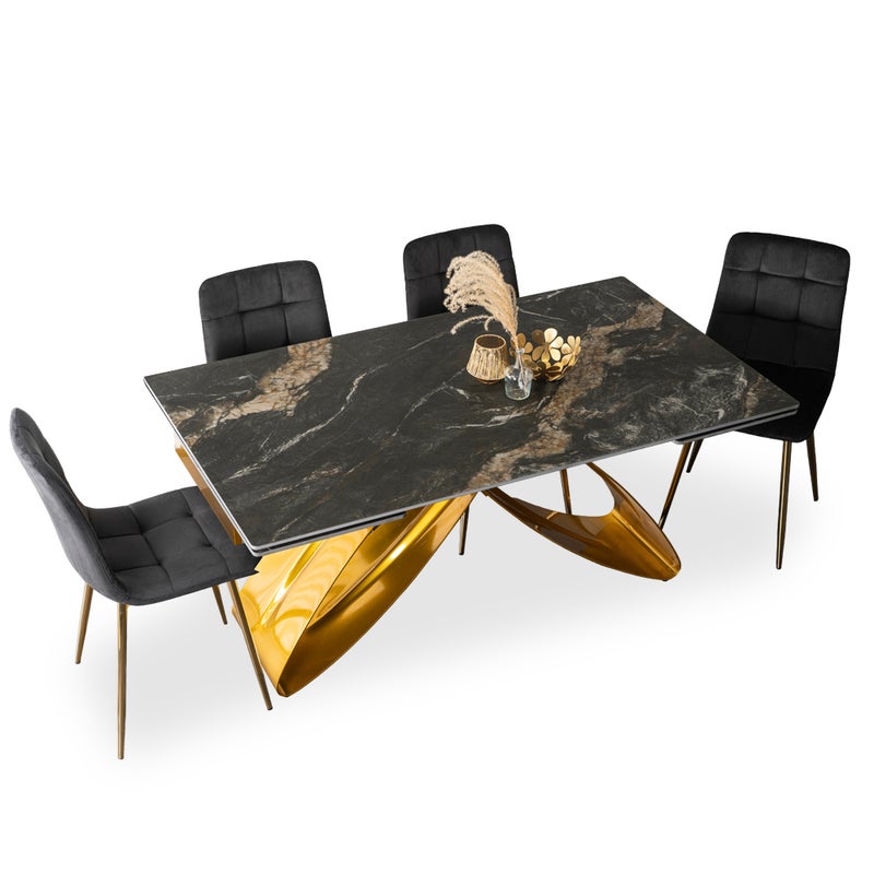 Stół Ceramiczny Z Krzesłami Zestaw Rozkładany 160-240 Komplet Do Jadalni