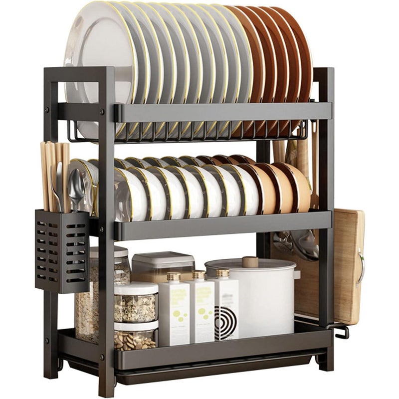 Ociekacz do naczyń Kompaktowy ociekacz do naczyń wielofunkcyjny regał do przechowywania oszczędzająca miejsce taca przechowywania pojemnikiem sztućce
