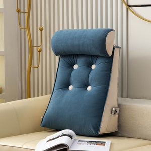 Cuscino Da Lettura Con Braccioli, Supporto Lombare E Schienale, Morbido Peluche A Forma Di Pinguino, Blu, Taglia L