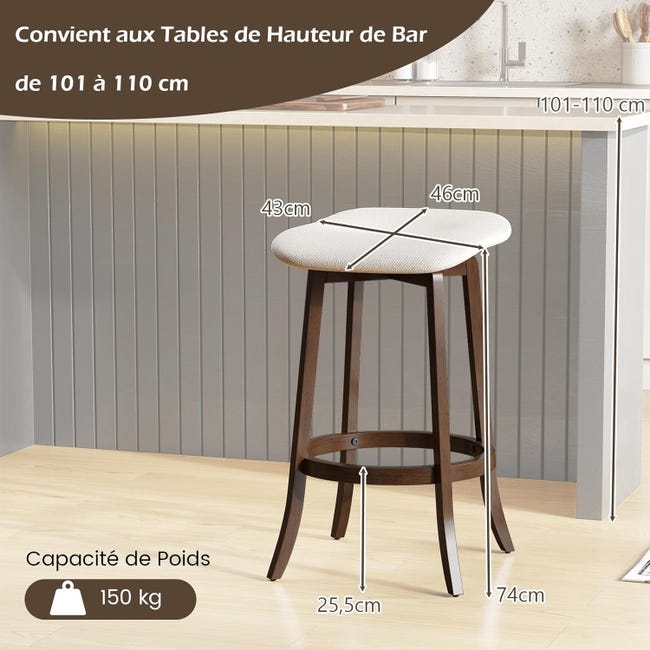 Set di Sgabelli da Bar Girevoli, Sgabelli da Bar senza Schienale