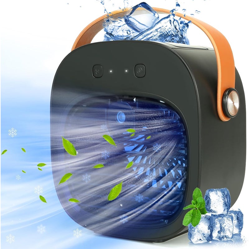 Przenośny klimatyzator – osobisty klimatyzator powietrza, 3 prędkości, mały cichy wentylator, do domu, sypialni, podróży, czarny