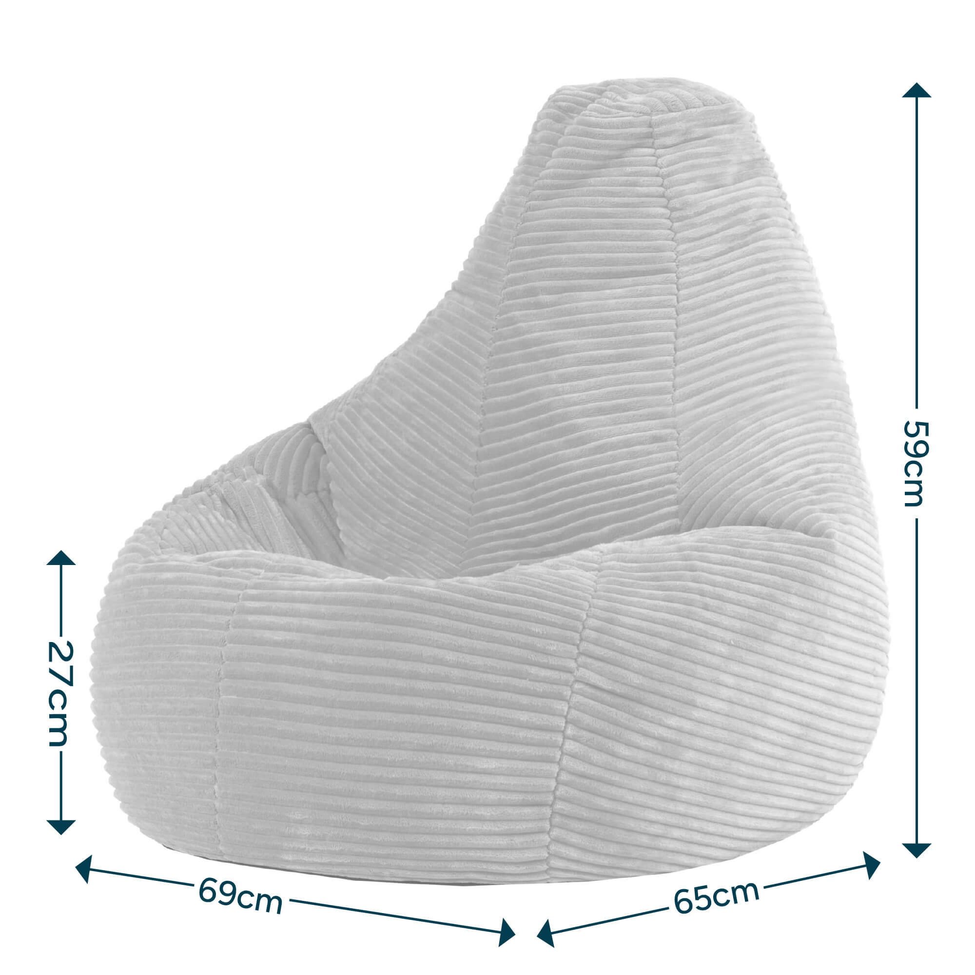 Pouf poire enfant Icon à dossier haut velours côtelé vert sauge, 65x65cm Oeko-Tex® - 7