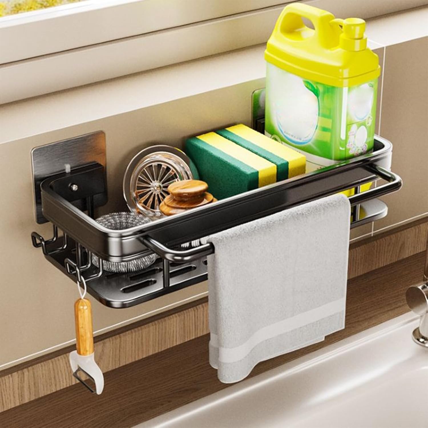 Organiseur D'Évier En Silicone 2 Pièces - Tapis D'Égouttage + Porte-Éponge Et Porte-Savon, Antidérapant, Résistant Chaleur, Rangement Cuisine Salle De Bain Ultra Pratique