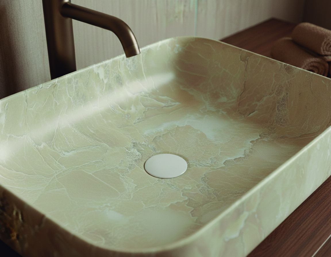 Lavatório de porcelana DALLAS RECTANGULAR bege 500x390x130 mm - 2