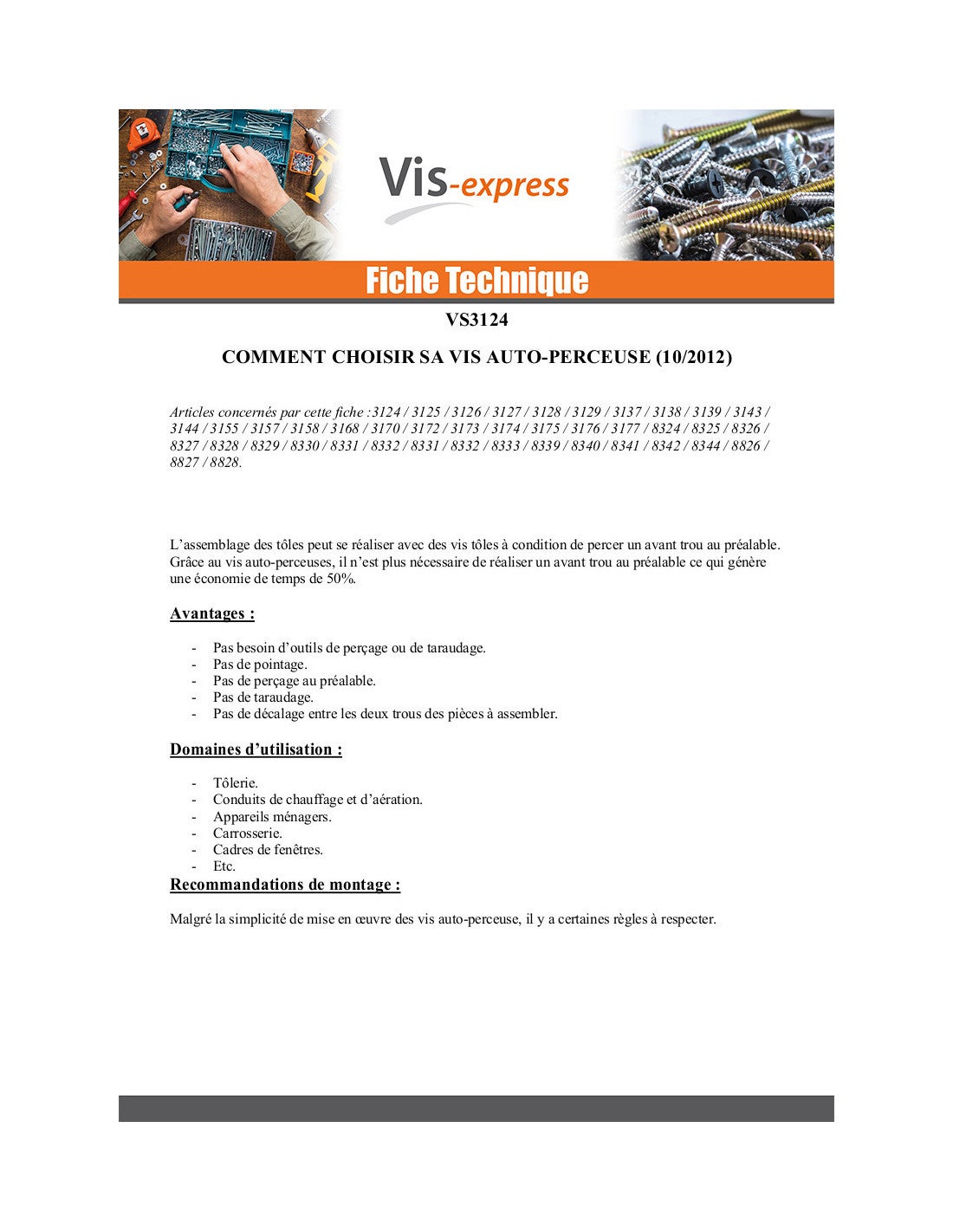 Vis autoperceuse Tête fraisée Phillips 4.8X65 Filet tôle Acier zingué-200 pièces - 3