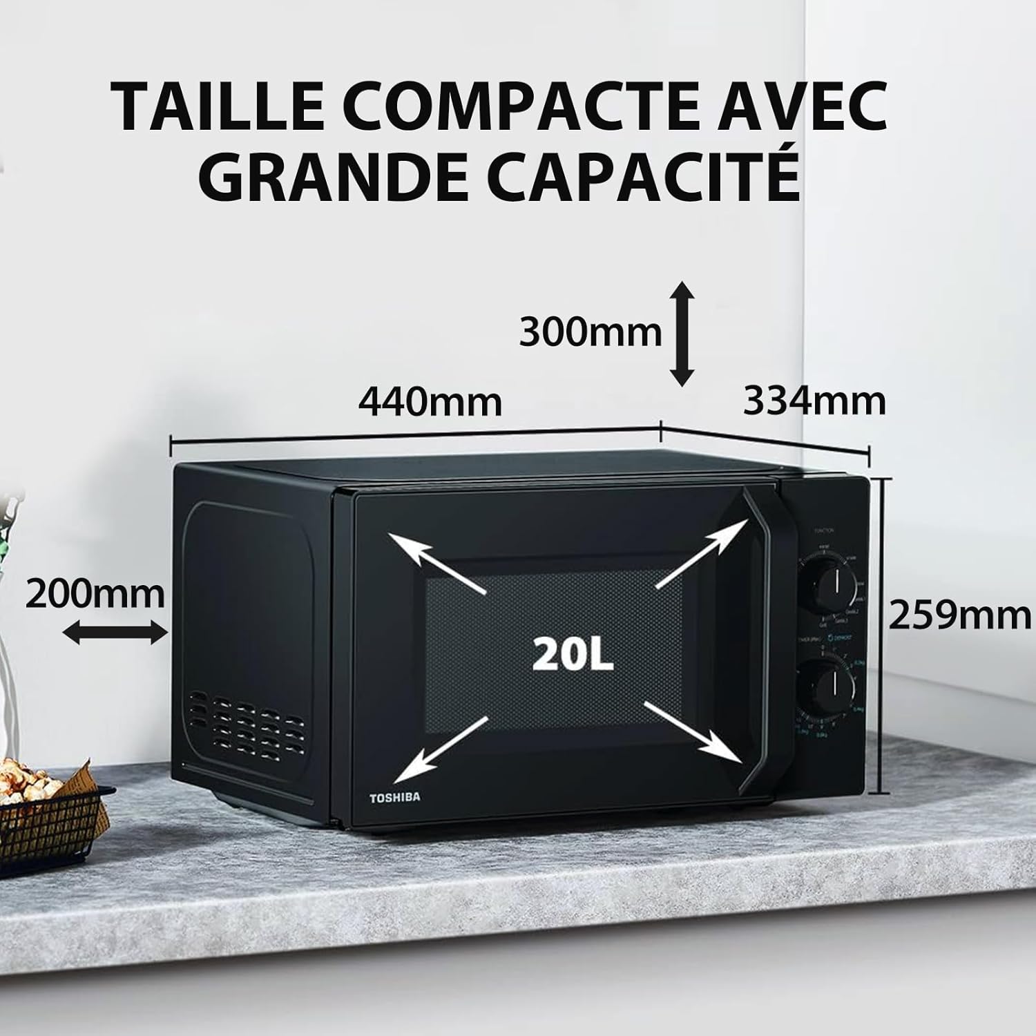 Micro-ondes grill pose libre - TOSHIBA - MW2-AG23P(BK) - Noir - 23L - 900W - Grill 1050W - Digital - 7