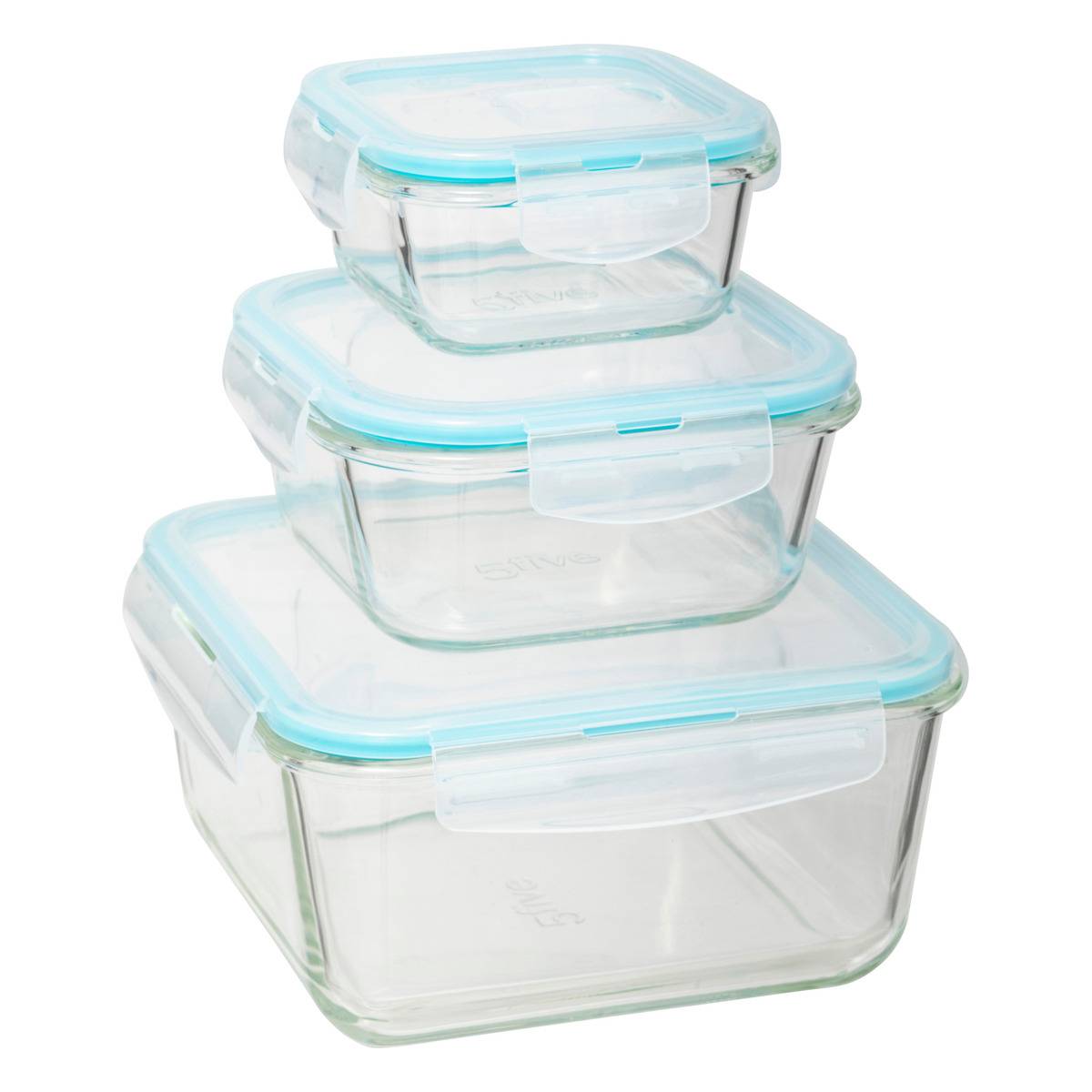 Zestaw 3 szklanych pojemników L z przykrywką