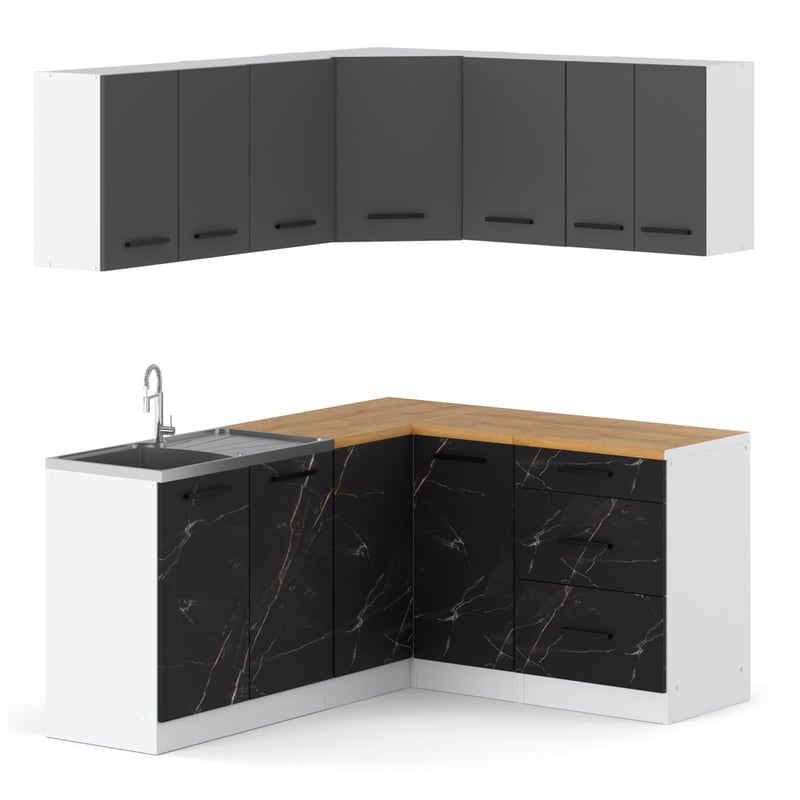 Kuchnia nowoczesna modułowa z blatem danka 3.2m biały szary san sebastian