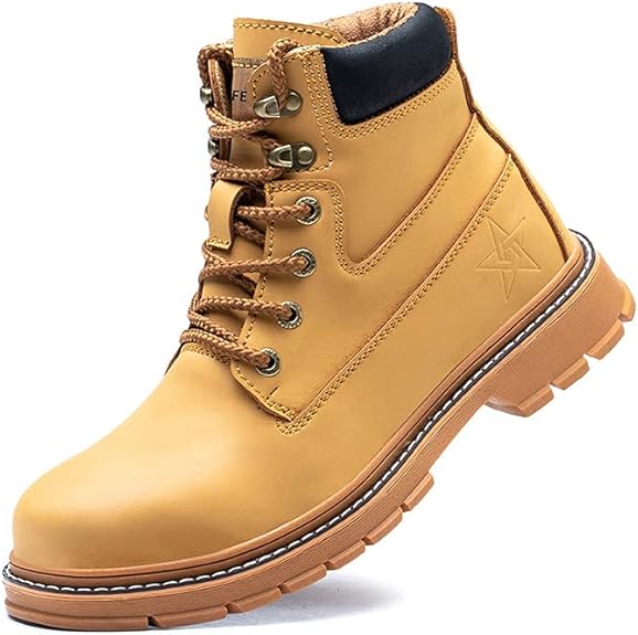 Chaussure de Securite Homme Femmes Bottes de Travail Cuir Impermeables Legere Embout en Acier Bottes de Securite Indestructible Protection Jaune 39 Leroy Merlin