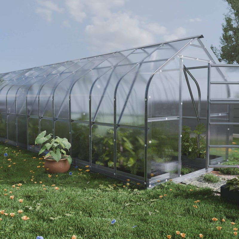 Szklarnia KLASIKA Standard 30 m2, 2,5 m x 12 m, 6 mm z pokryciem z poliwęglanu (z 6 automatycznymi otwieranymi dachami) 1szt.