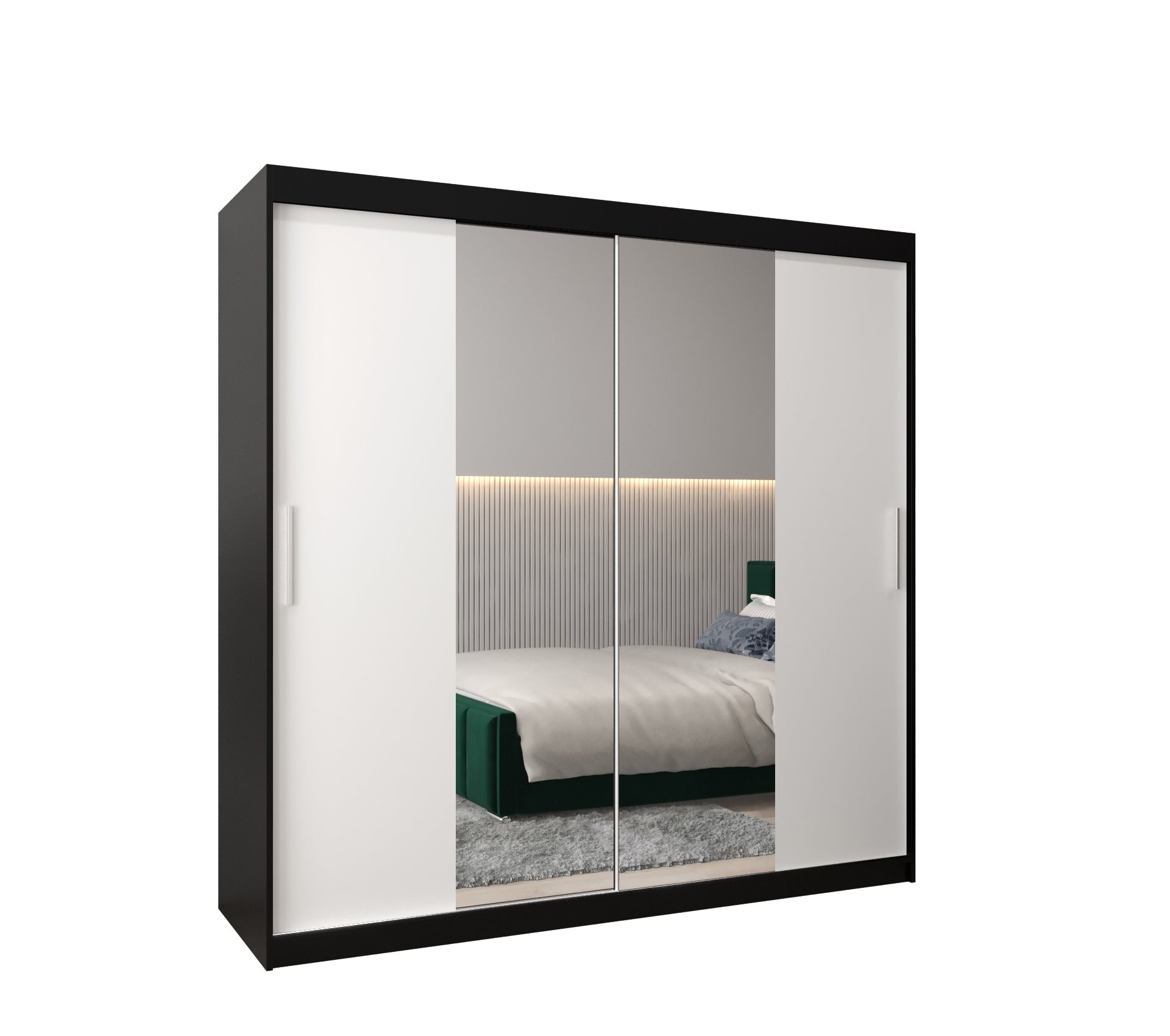 Szafa przesuwna garderoba TOKYO 1 200 x 62 x 200 cm Czarny + Biały - Abiks Meble